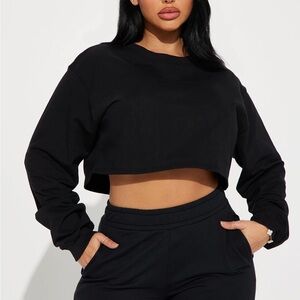 Fashion Nova Black Cropped Hoodie